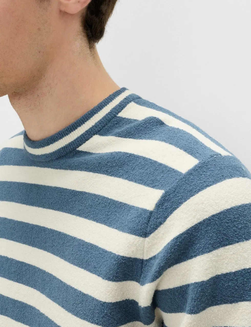 Cotton Rich Boucle Striped Crew Neck Jumper