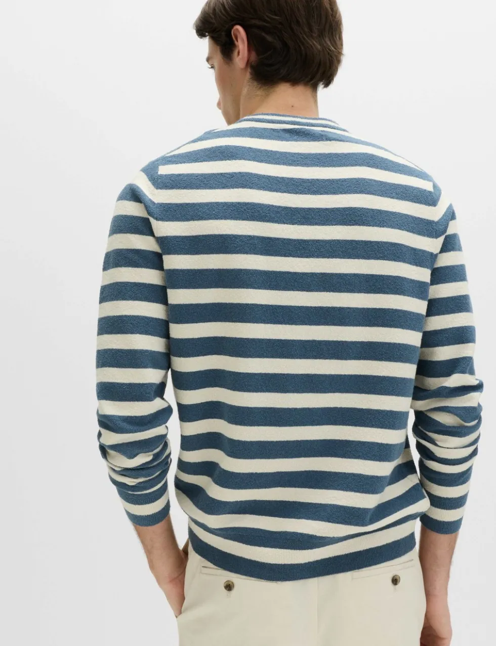 Cotton Rich Boucle Striped Crew Neck Jumper