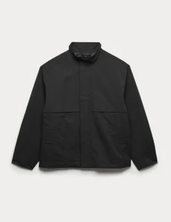 Cotton Rich Boxy Funnel Neck Bomber Jacket