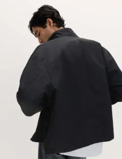 Cotton Rich Boxy Funnel Neck Bomber Jacket