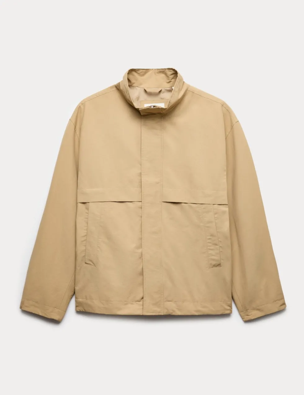 Cotton Rich Boxy Funnel Neck Bomber Jacket