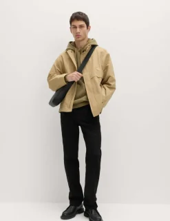 Cotton Rich Boxy Funnel Neck Bomber Jacket