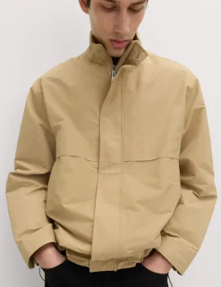 Cotton Rich Boxy Funnel Neck Bomber Jacket