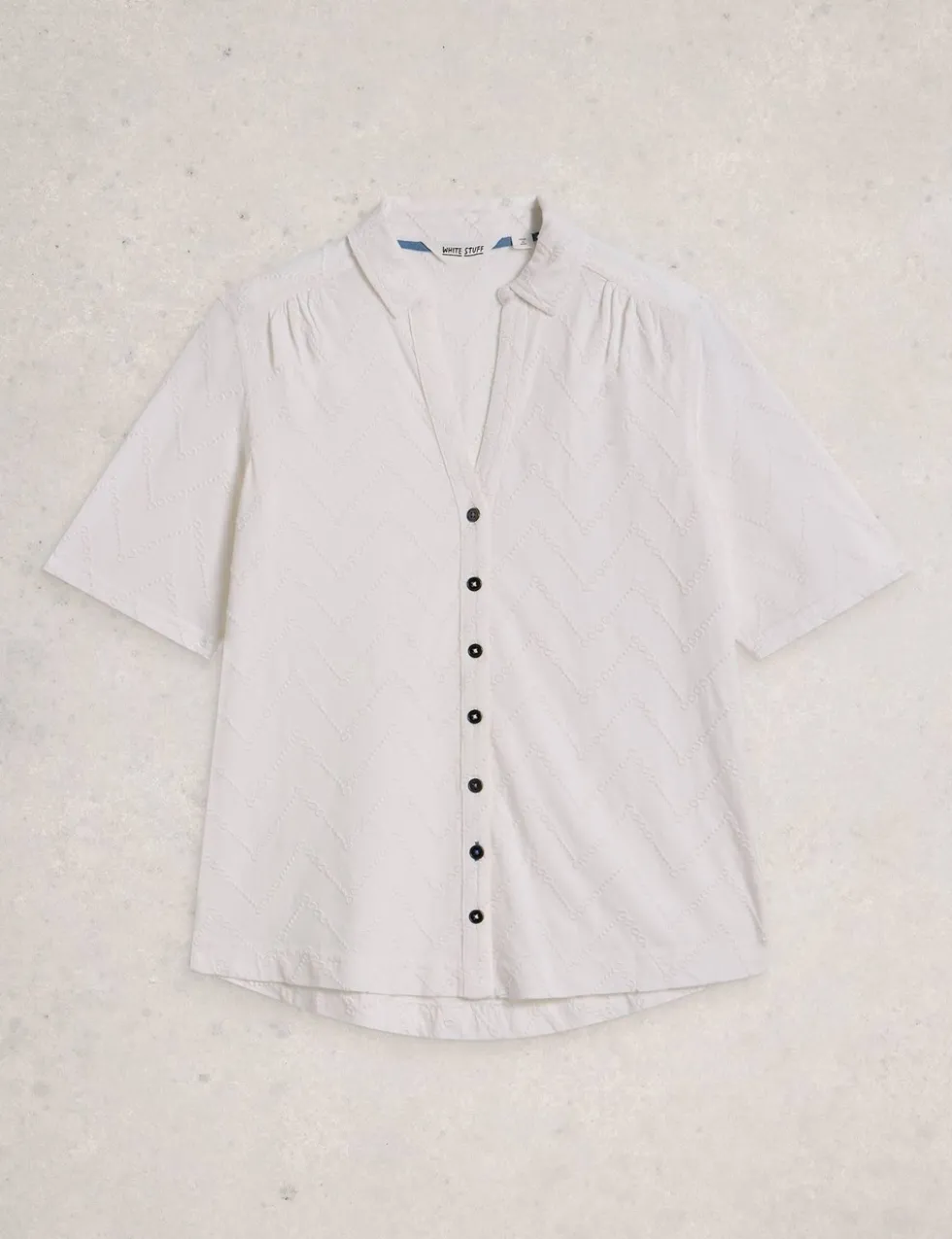 Cotton Rich Broderie Button Through Shirt