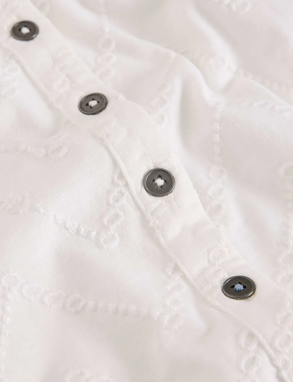 Cotton Rich Broderie Button Through Shirt