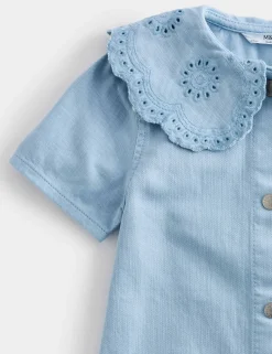 Cotton Rich Broderie Collar Dress (2-10 Yrs)