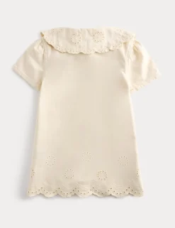 Cotton Rich Broderie Collar Dress (2-10 Yrs)