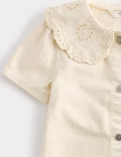 Cotton Rich Broderie Collar Dress (2-10 Yrs)