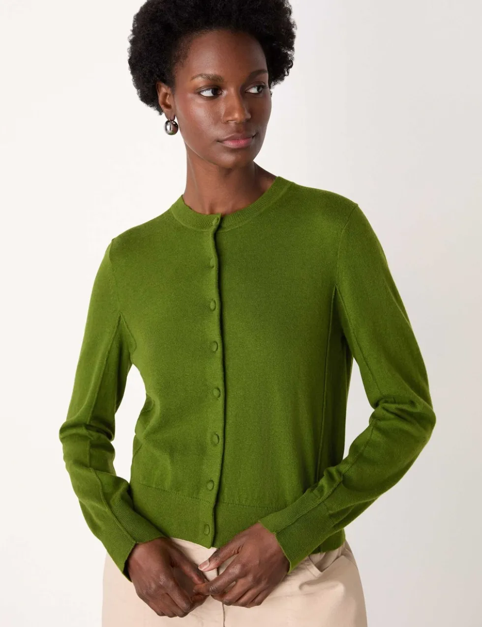 Cotton Rich Button Front Cardigan