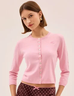 Cotton Rich Button Front Cropped Cardigan