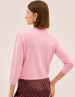 Cotton Rich Button Front Cropped Cardigan
