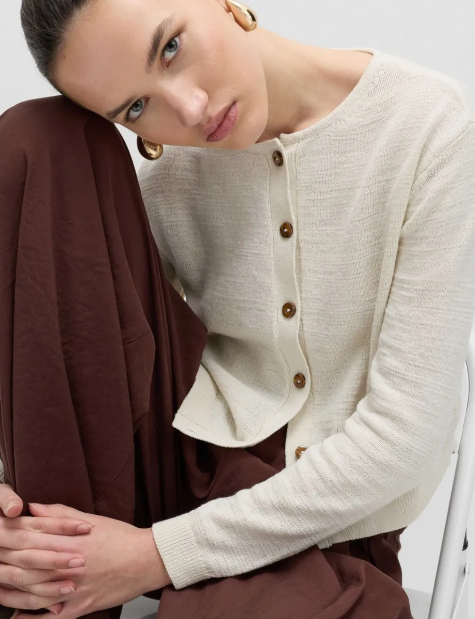 Cotton Rich Button Through Cropped Cardigan