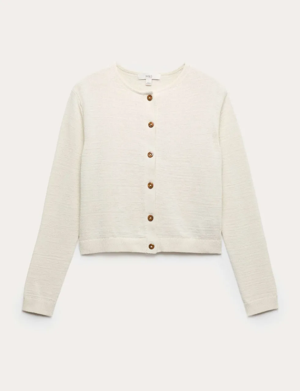 Cotton Rich Button Through Cropped Cardigan