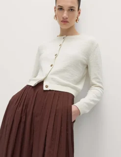 Cotton Rich Button Through Cropped Cardigan
