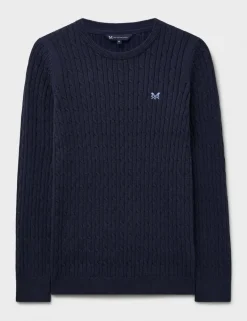 Cotton Rich Cable Knit Crew Neck Jumper