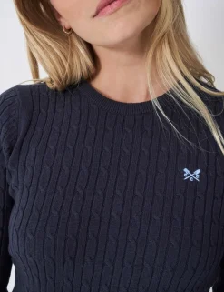 Cotton Rich Cable Knit Crew Neck Jumper