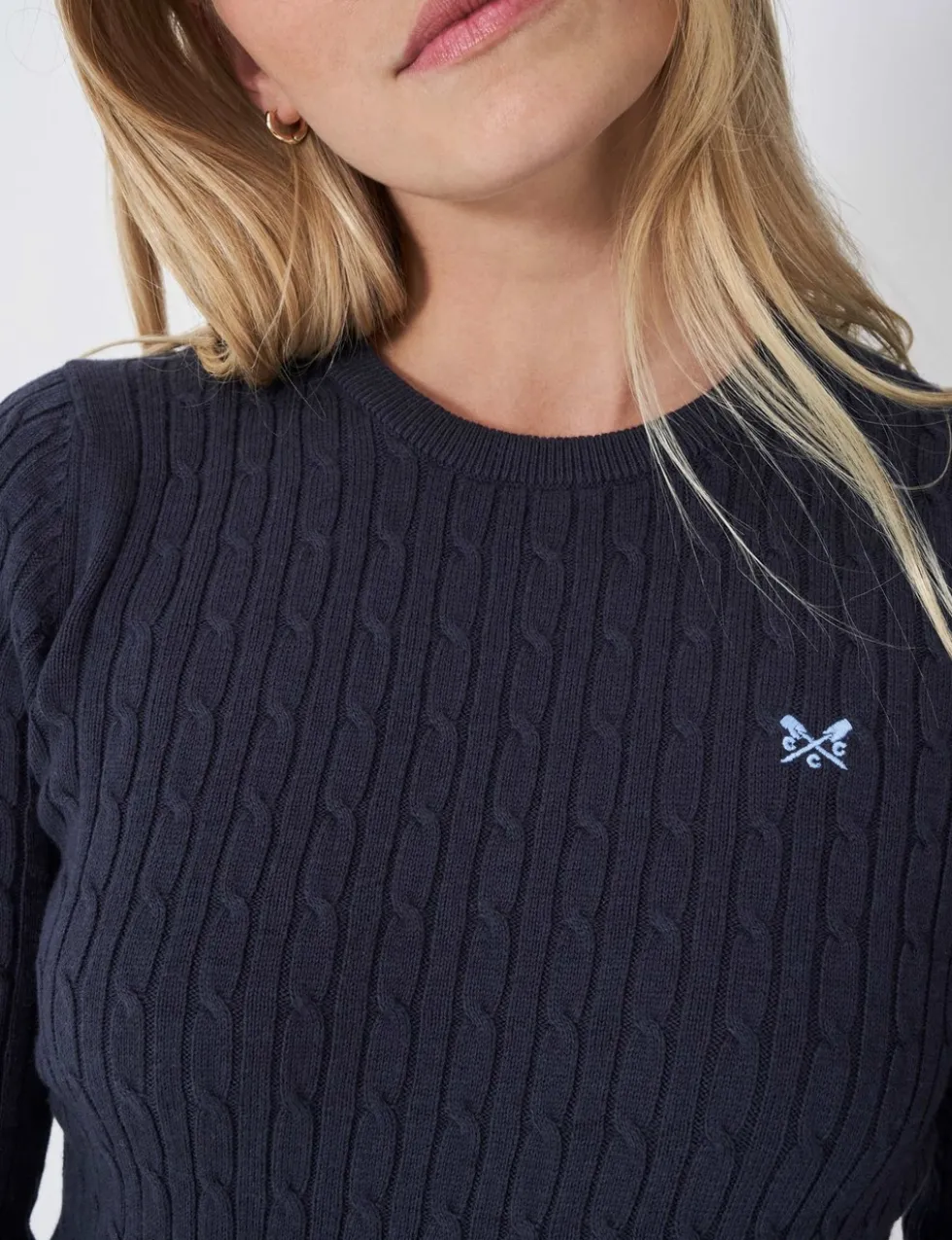 Cotton Rich Cable Knit Crew Neck Jumper