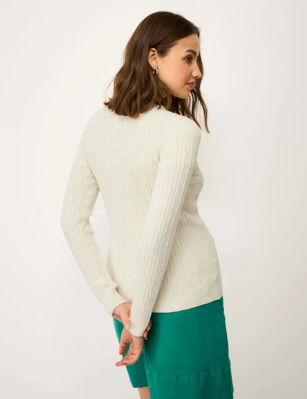 Cotton Rich Cable Knit Crew Neck Jumper