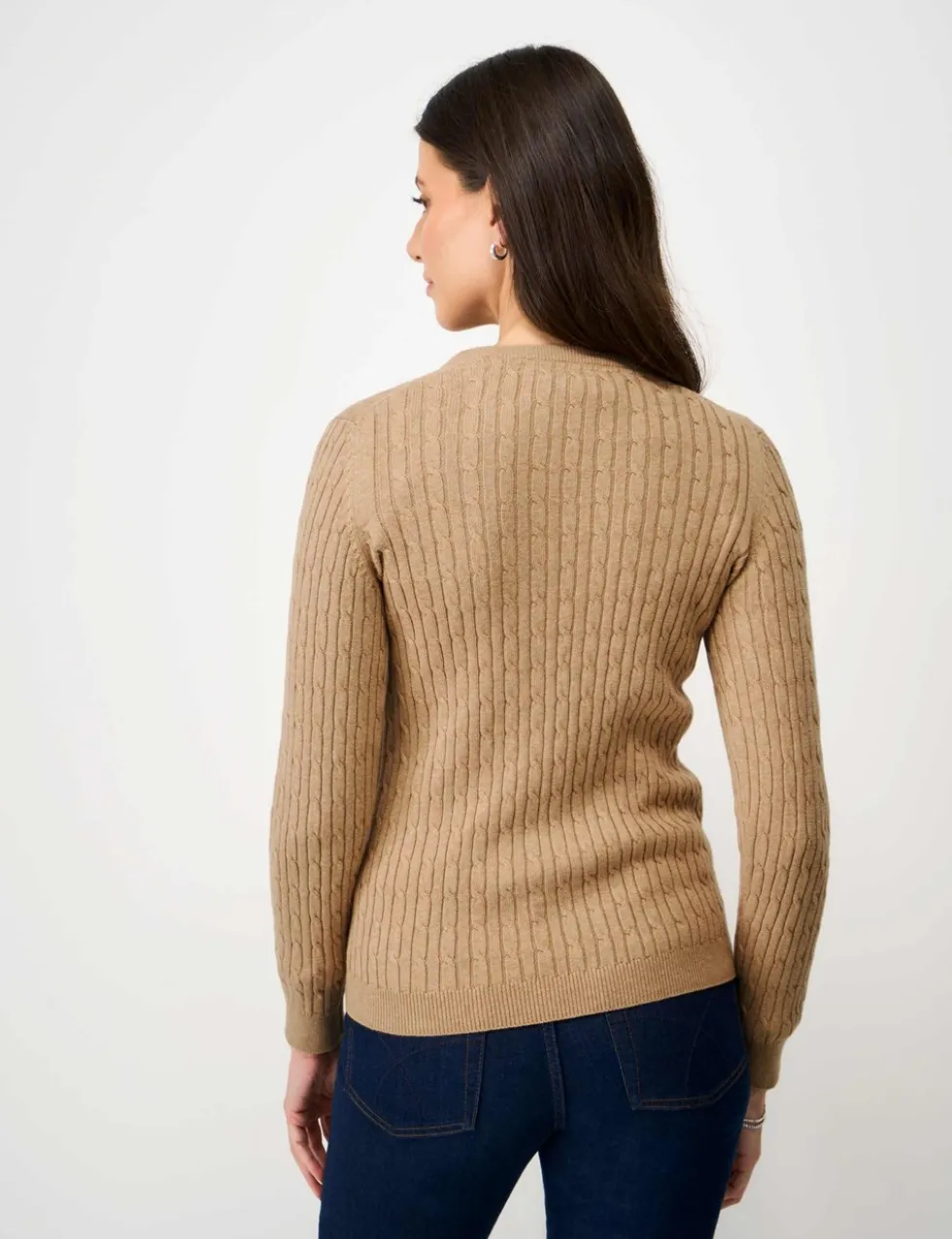 Cotton Rich Cable Knit Crew Neck Jumper