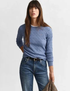 Cotton Rich Cable Knit Crew Neck Jumper