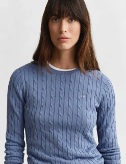 Cotton Rich Cable Knit Crew Neck Jumper