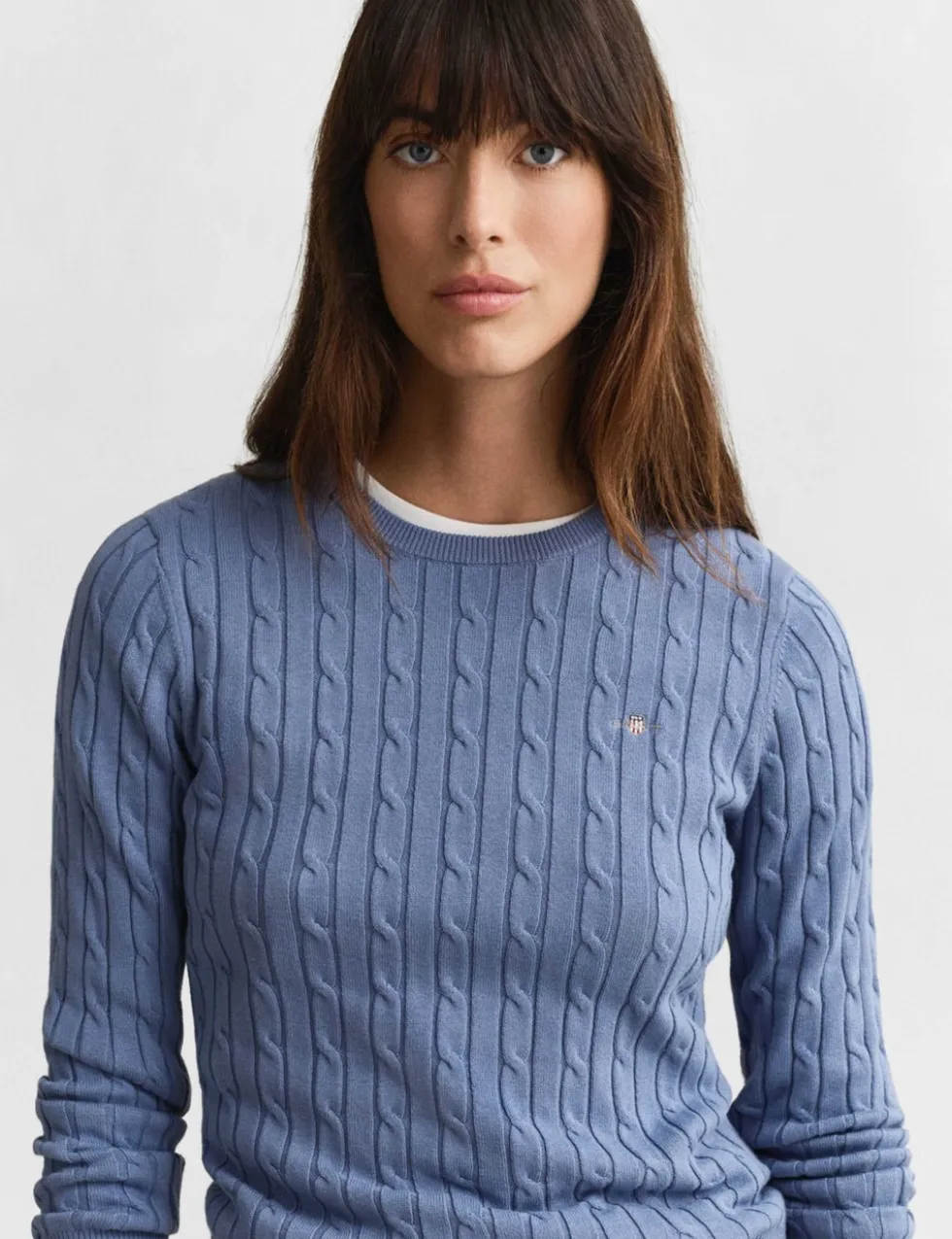 Cotton Rich Cable Knit Crew Neck Jumper
