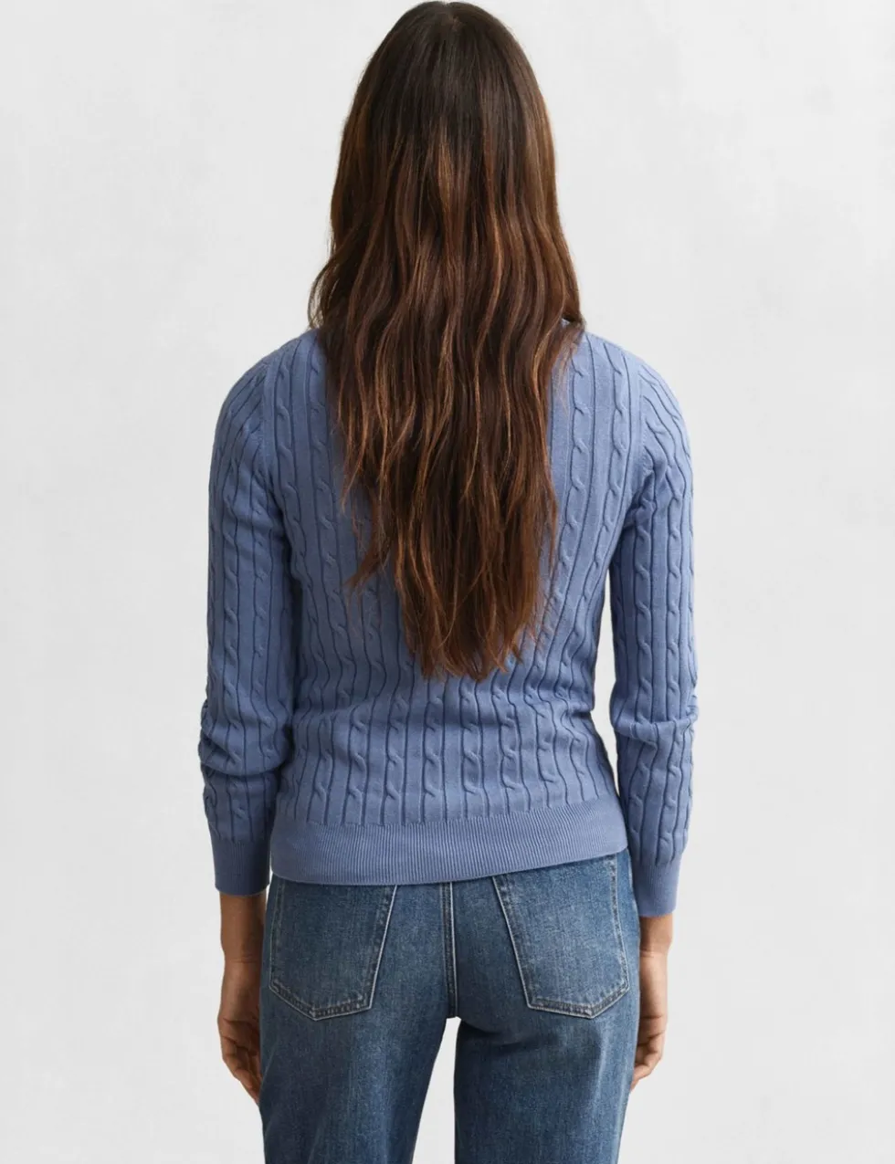 Cotton Rich Cable Knit Crew Neck Jumper