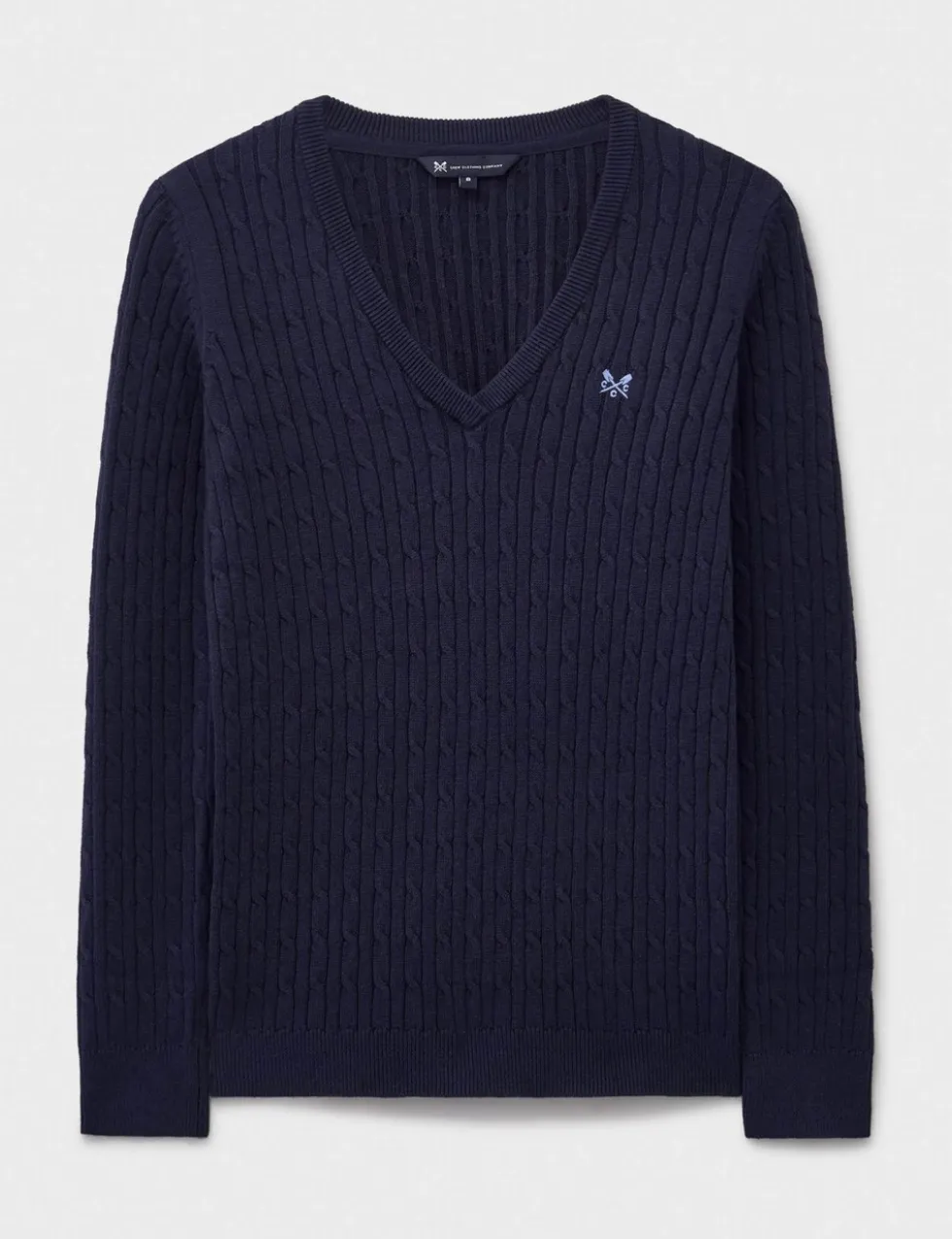 Cotton Rich Cable Knit V-Neck Jumper