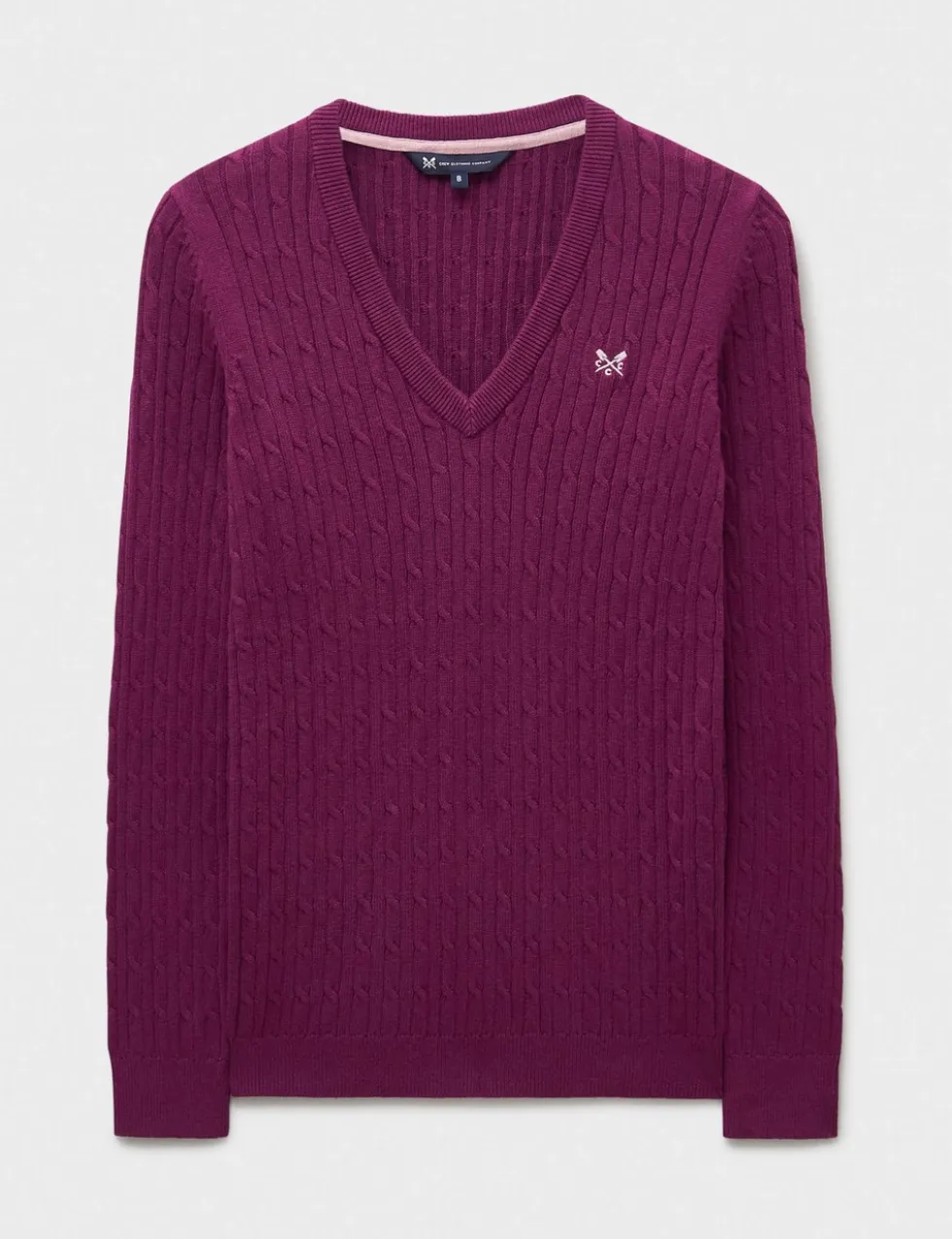 Cotton Rich Cable Knit V-Neck Jumper