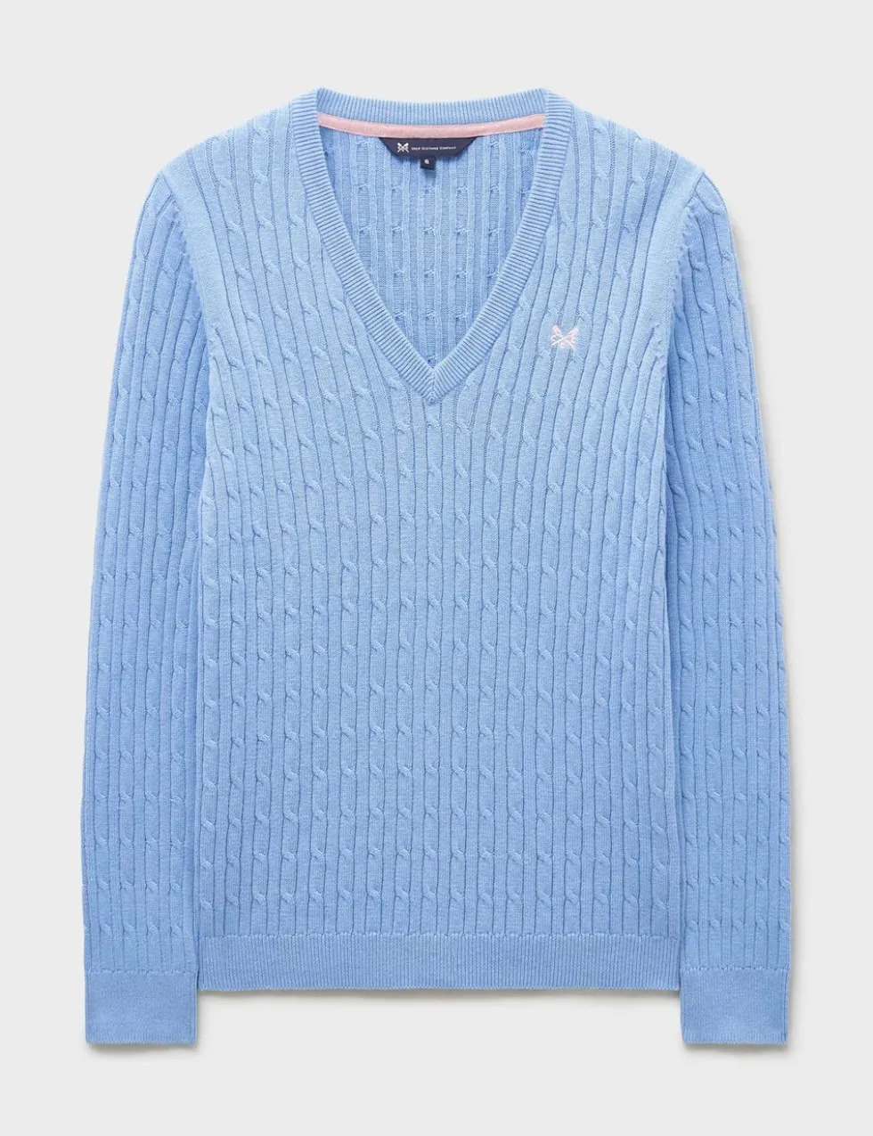 Cotton Rich Cable Knit V-Neck Jumper
