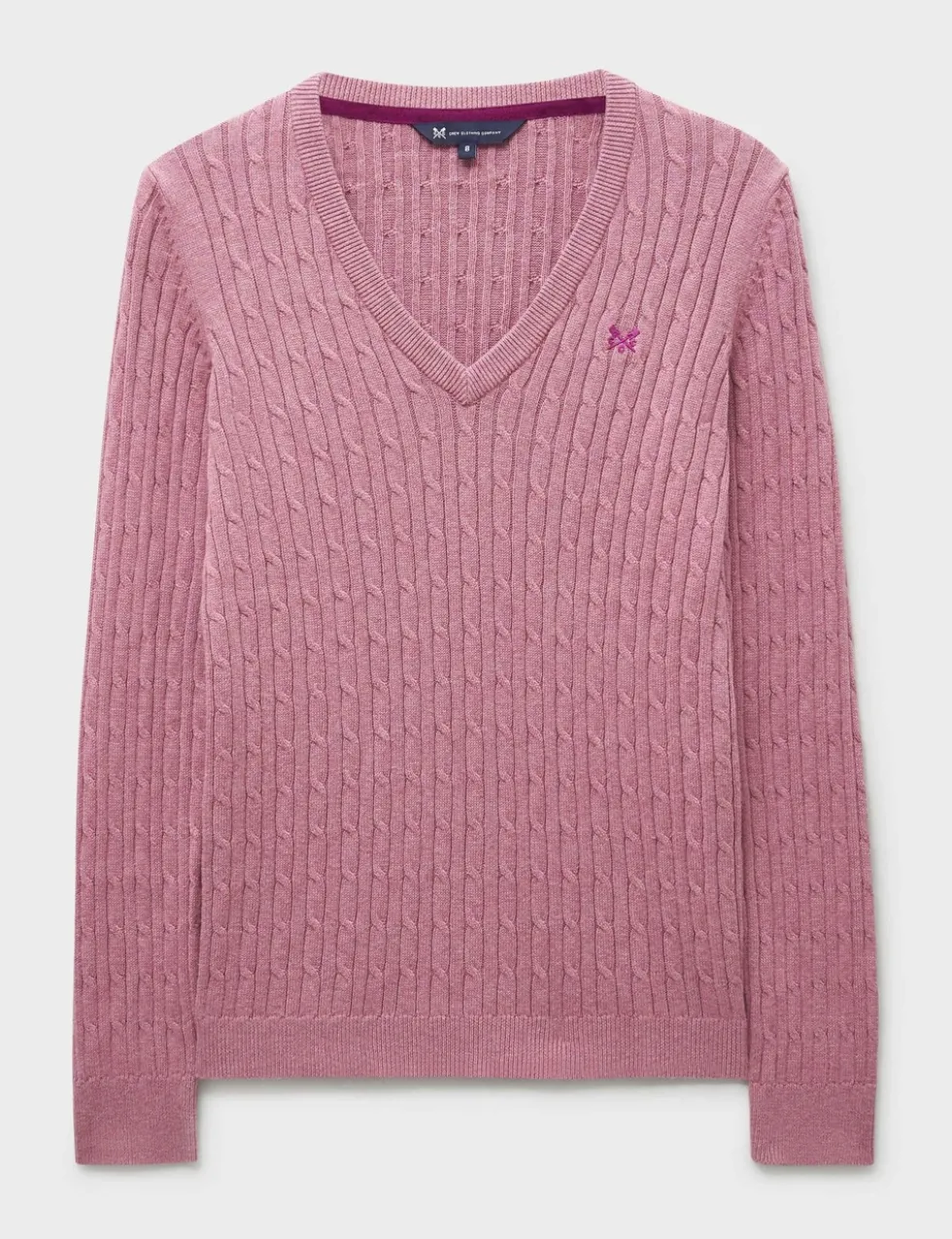 Cotton Rich Cable Knit V-Neck Jumper
