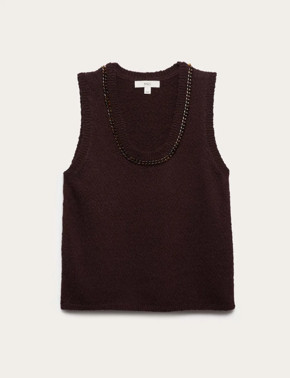 Cotton Rich Chain Trim Knitted Vest