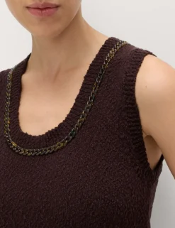 Cotton Rich Chain Trim Knitted Vest
