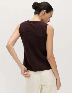 Cotton Rich Chain Trim Knitted Vest