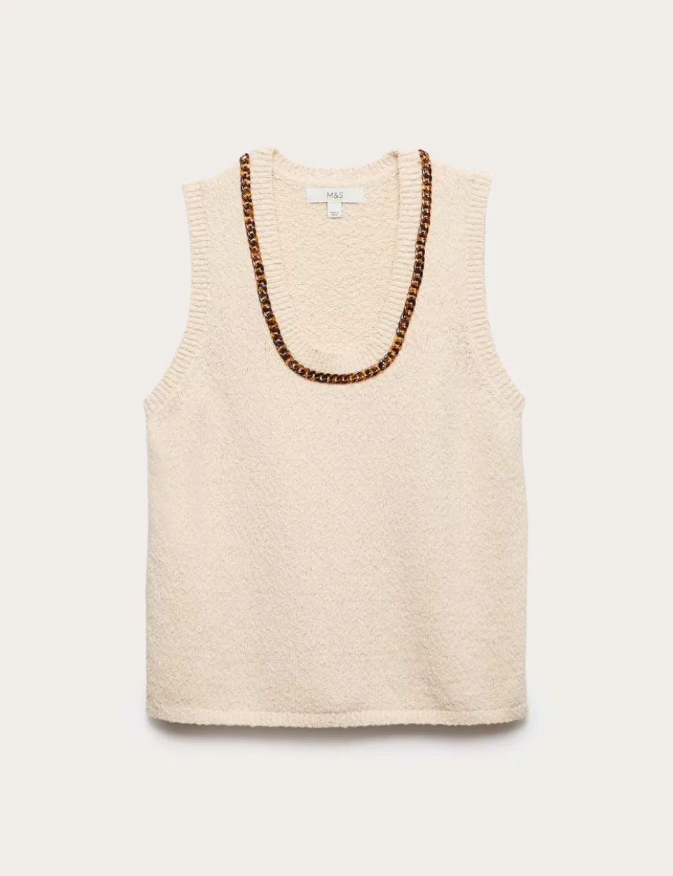 Cotton Rich Chain Trim Knitted Vest