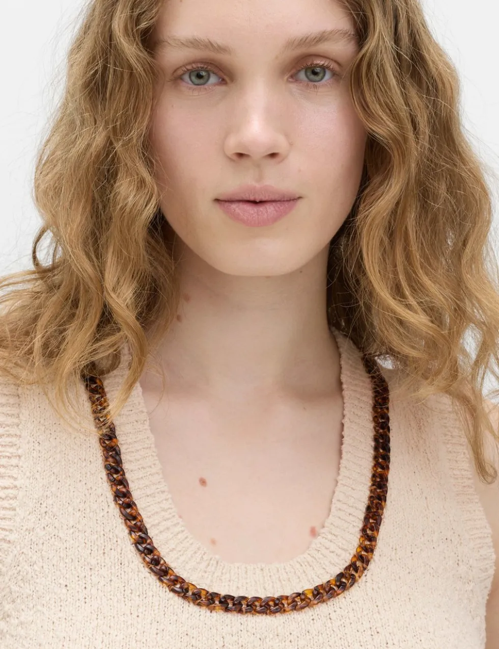 Cotton Rich Chain Trim Knitted Vest