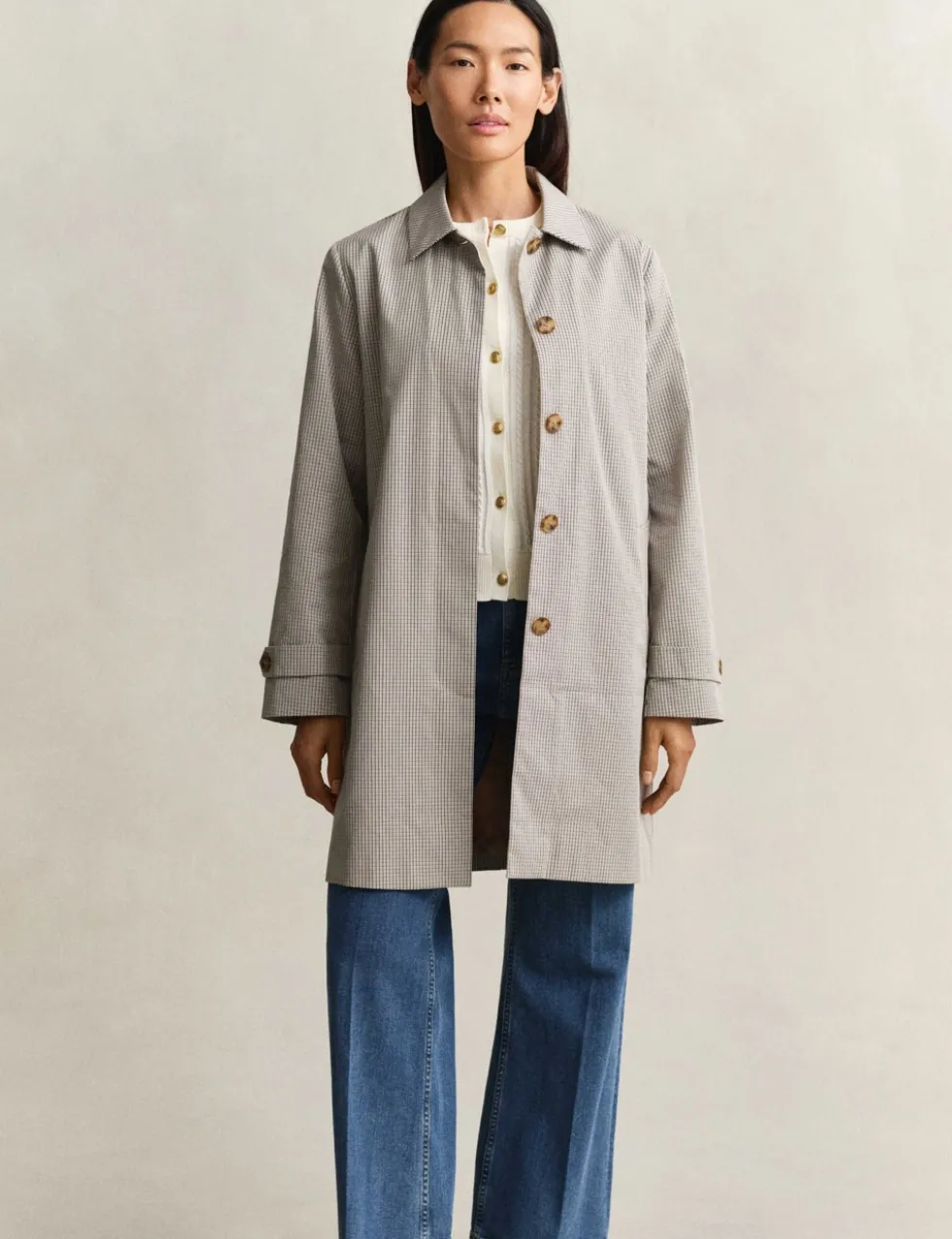 Cotton Rich Checked Car Coat