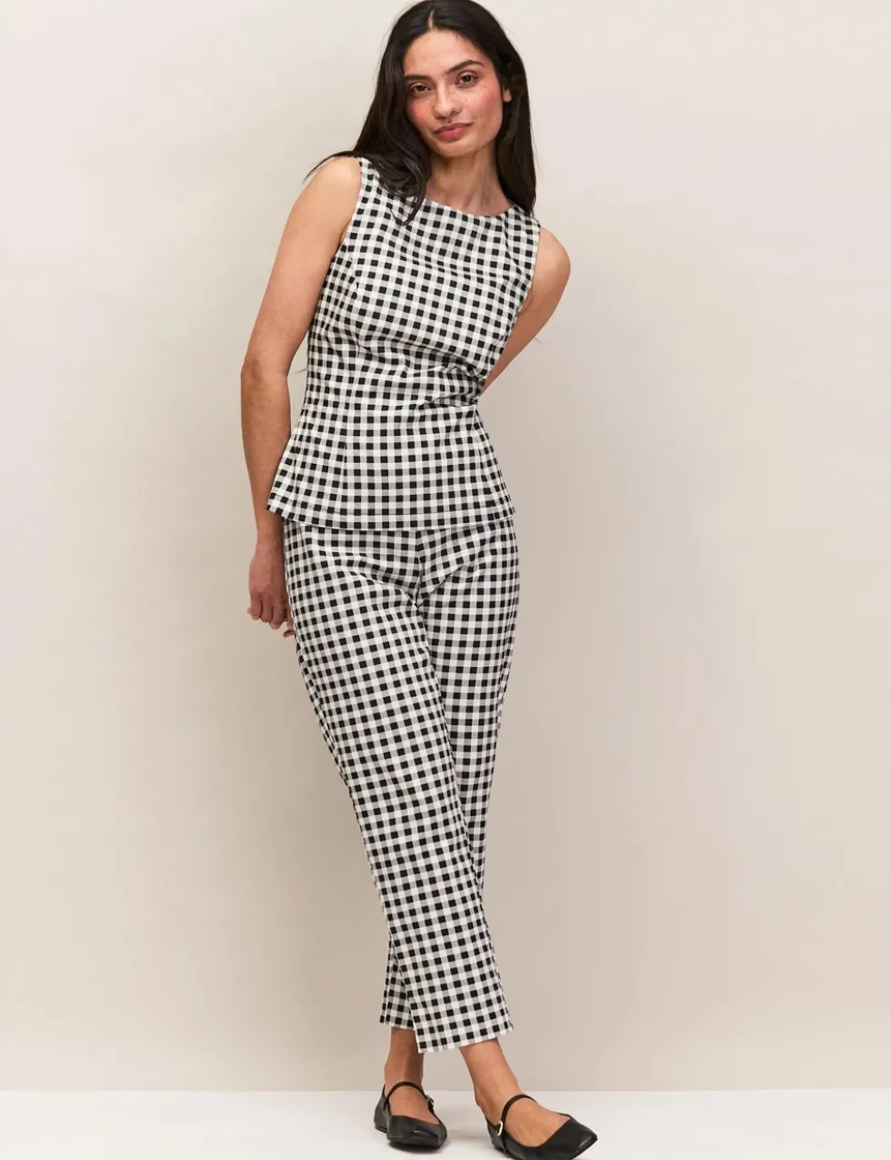 Cotton Rich Checked Slim Fit Trousers