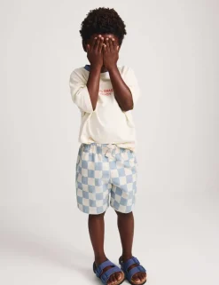 Cotton Rich Checkerboard Pull On Shorts (2-8yrs)