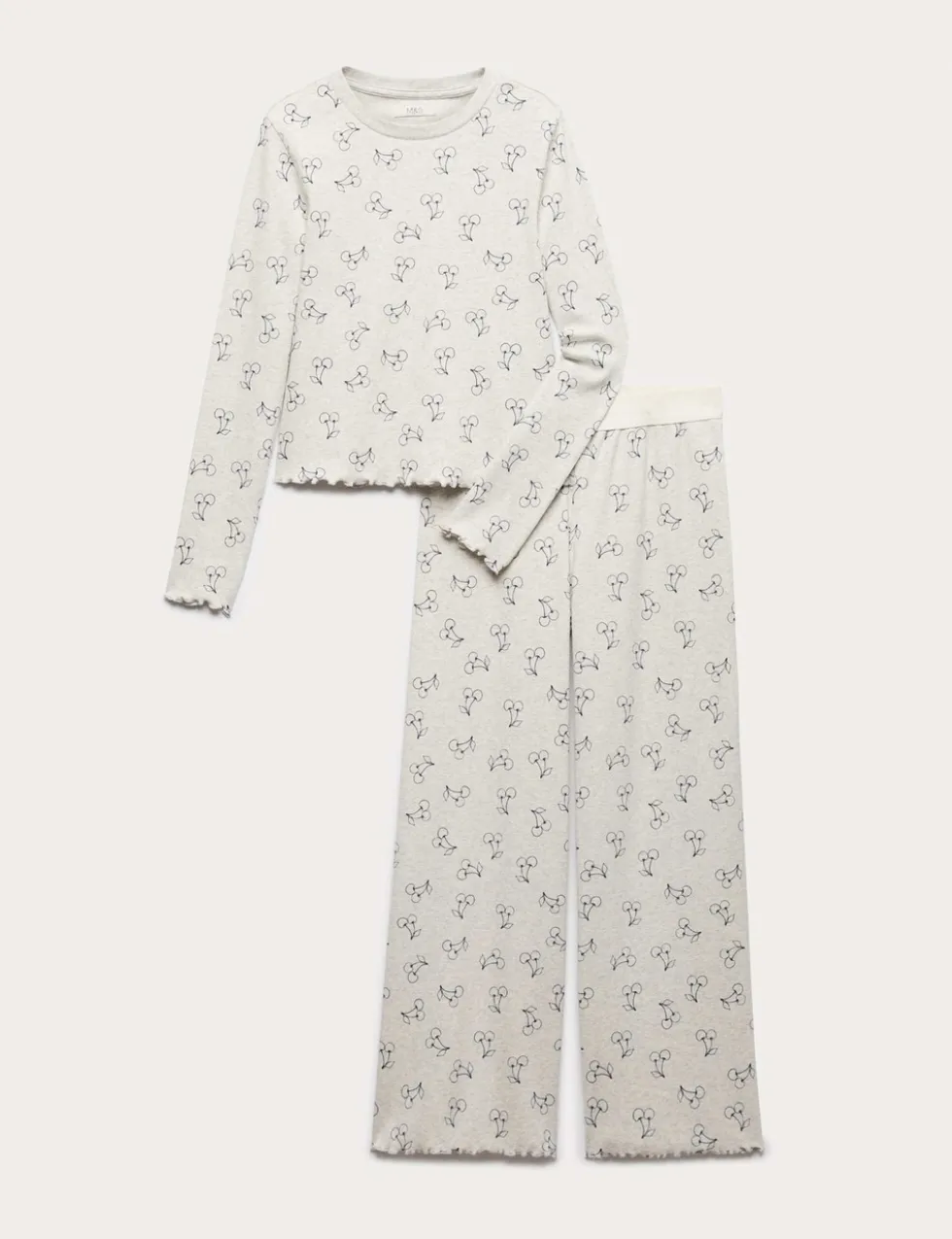 Cotton Rich Cherry Ribbed Pyjamas (6-16 Yrs)