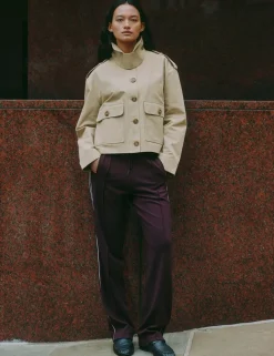 Cotton Rich Collared Cropped Trench Coat