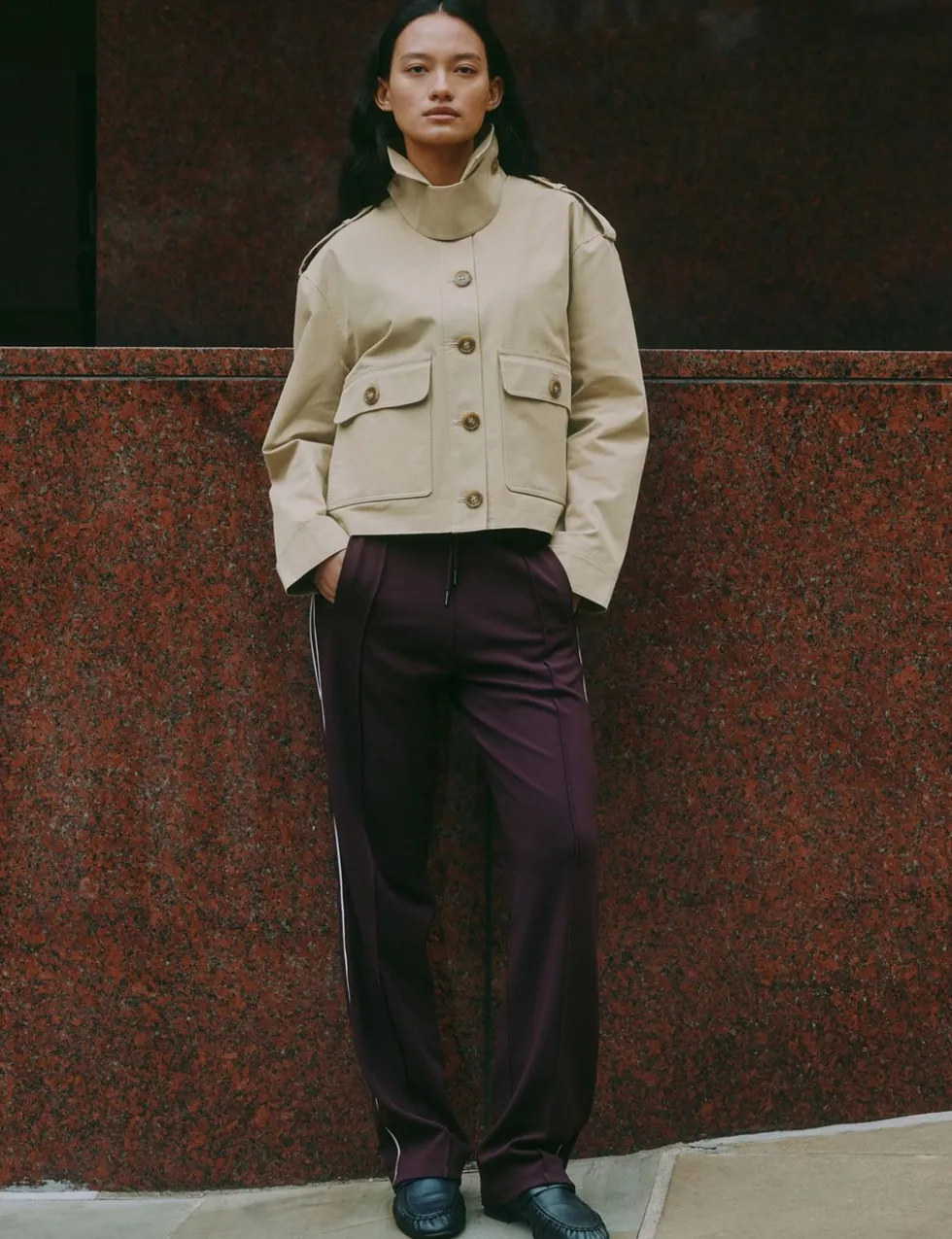 Cotton Rich Collared Cropped Trench Coat