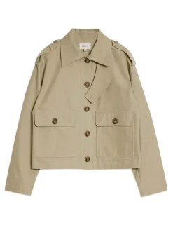 Cotton Rich Collared Cropped Trench Coat