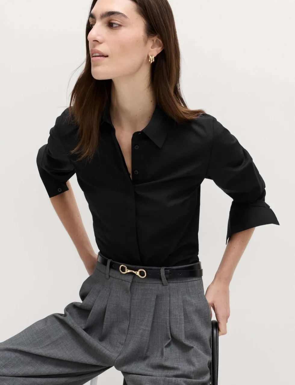 Cotton Rich Collared Fitted Shirt