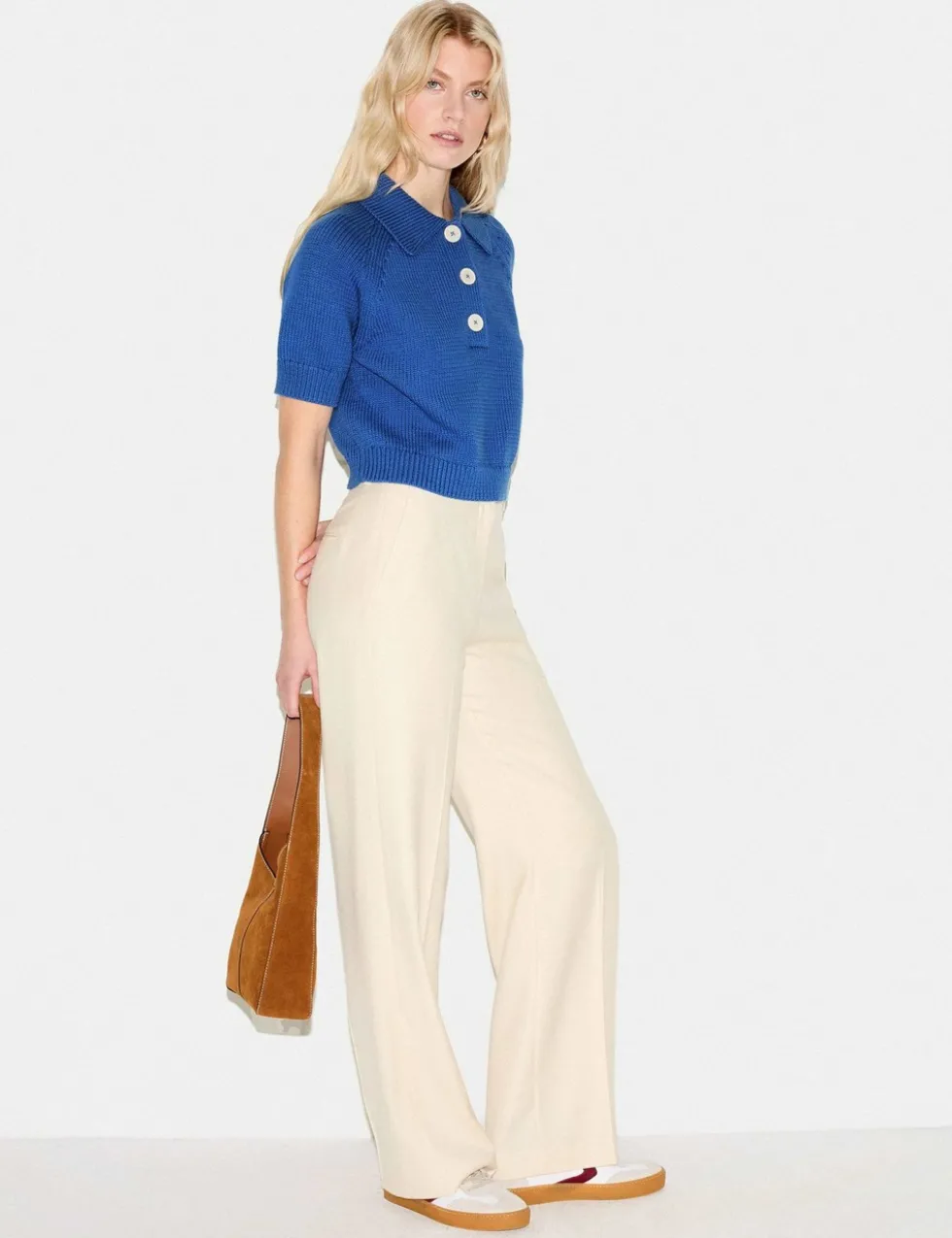 Cotton Rich Collared Knitted Top