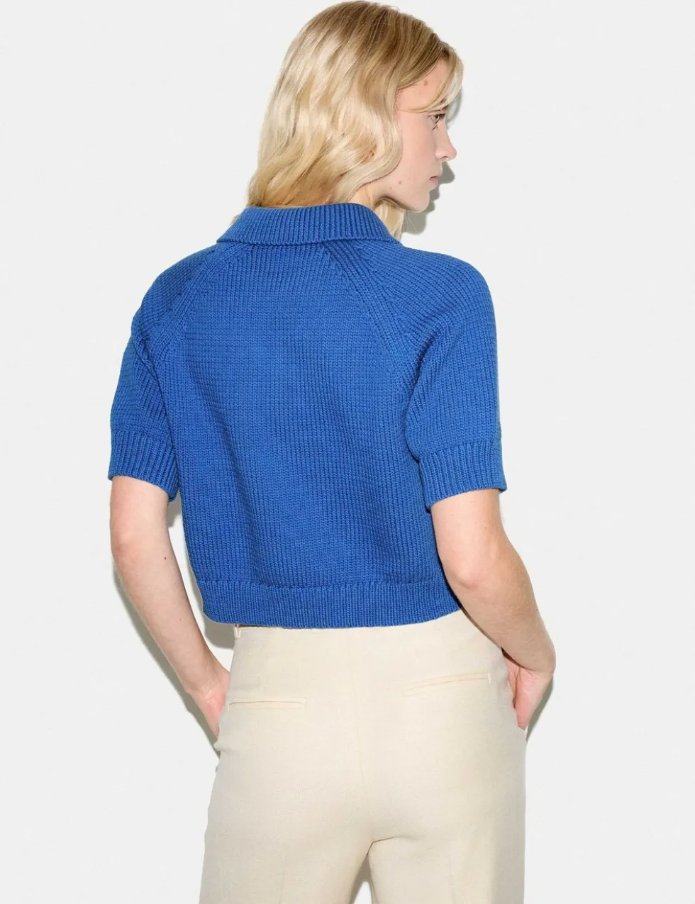 Cotton Rich Collared Knitted Top
