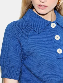 Cotton Rich Collared Knitted Top