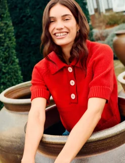 Cotton Rich Collared Knitted Top