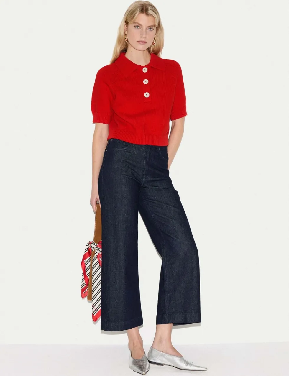Cotton Rich Collared Knitted Top