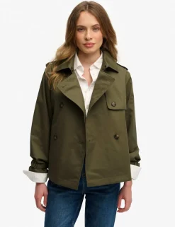 Cotton Rich Collared Short Trench Coat